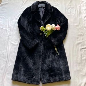 Woman Express XS Faux fur Black fall winter coat